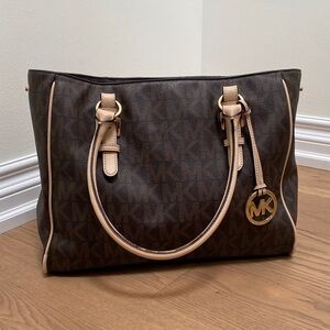 Michael Kors Dark Brown Tote with Gold Accents